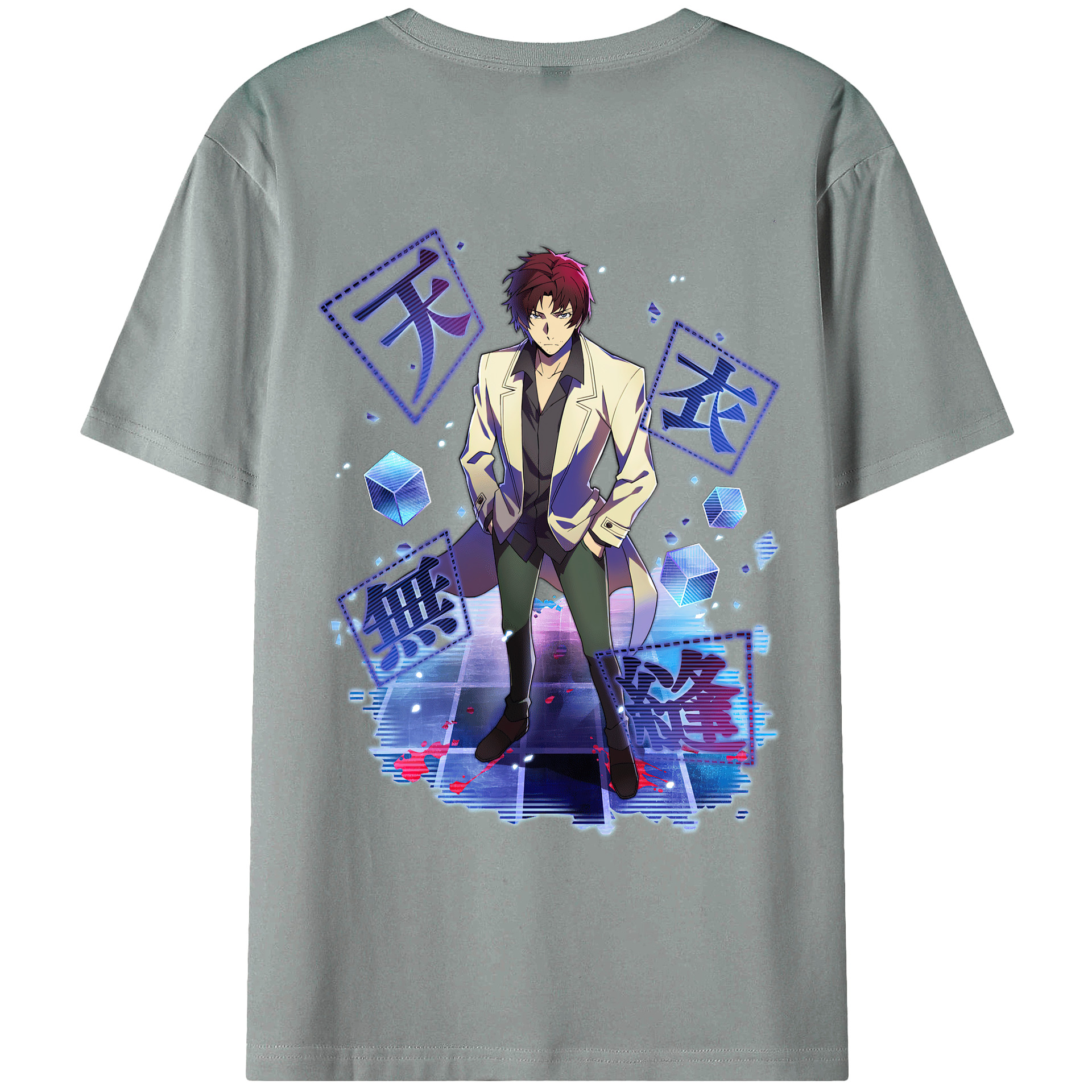 （画像用） 文豪ストレイドッグス Bungo Stray Dogs 綿100％ メンズ半袖Tシャツ（バックプリント） 通気性